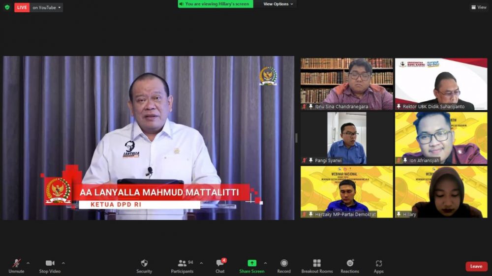 Ketua DPD RI AA LaNyalla Mahmud Mattalitti 