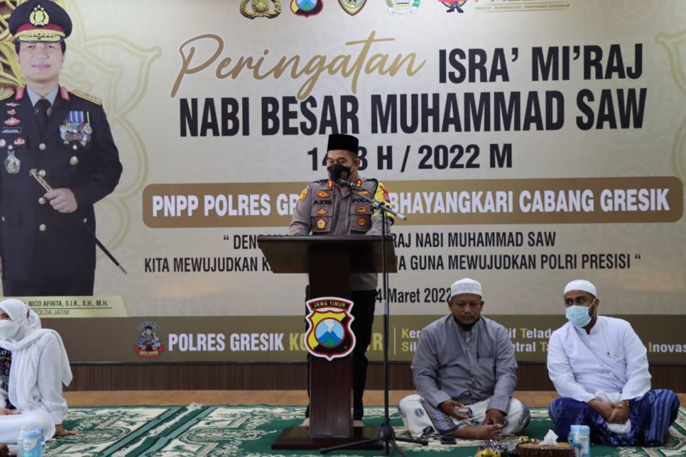 Kapolres Gresik AKBP Mochamad Nur Azis saat memberikan sambutan 