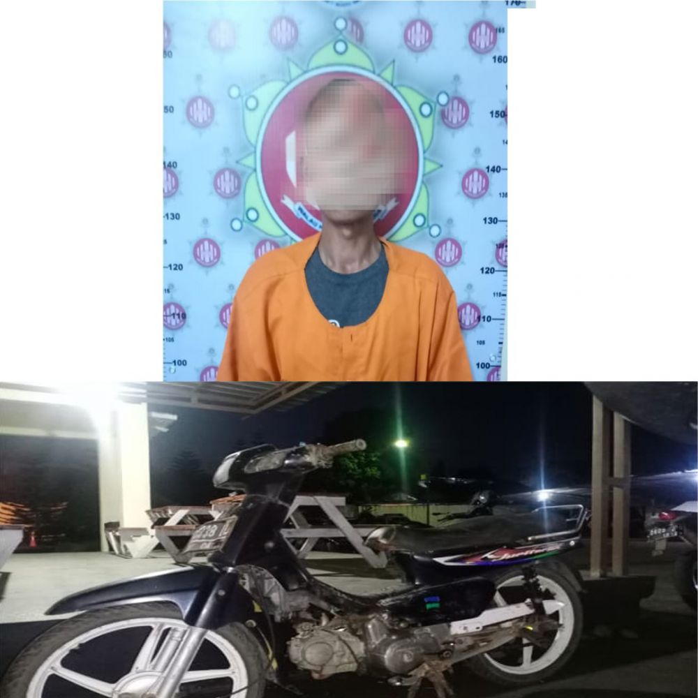 UJ alias Omar saat dibekuk jajaran Satreskrim Polres Sumedang, beserta motor Honda B 3338 IL ikut diamankan sebagai barang bukti