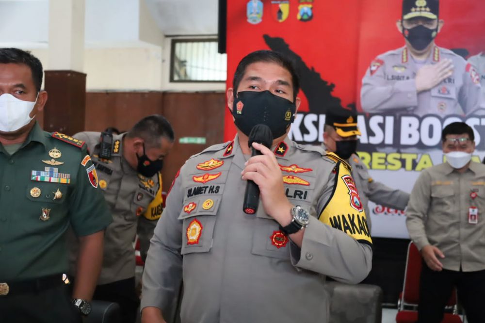 Wakapolda Jatim Brigjen Pol Slamet HS saat memberikan sambutan 