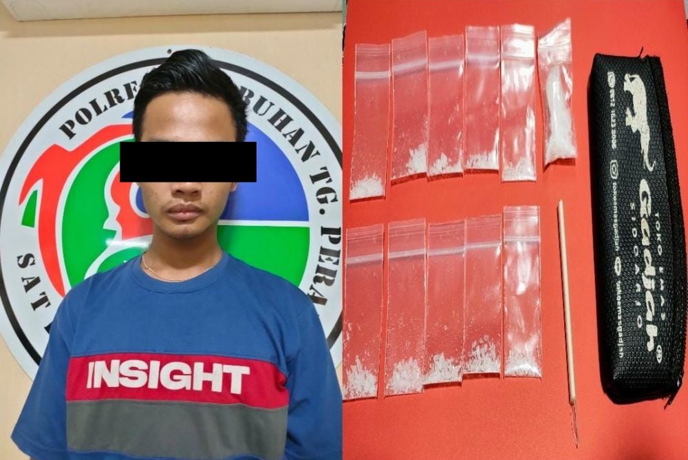 Tersangka diamankan Polres Pelabuhan Tanjung Perak beserta barang buktinya