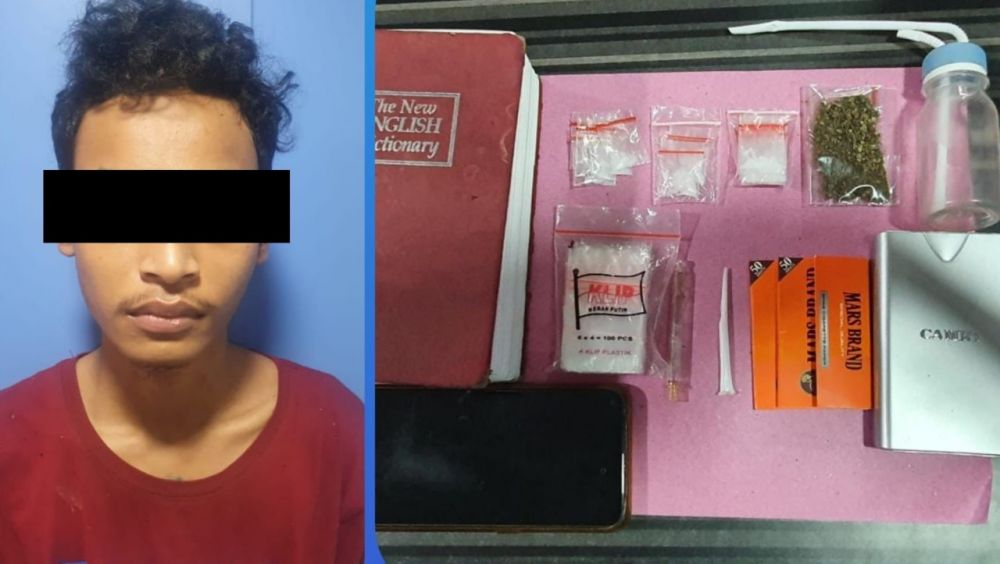 Tersangka diamankan Satresnarkoba Polres Tanjung Perak beserta barang buktinya 
