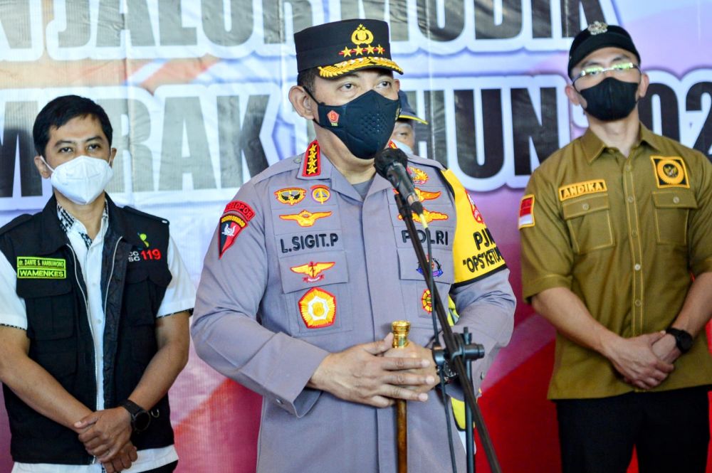 Kapolri Jenderal Listyo Sigit Prabowo saat memberikan sambutan 