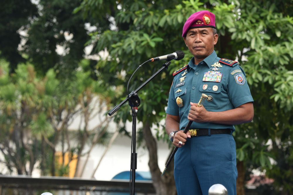 Dankodiklatal Letjen TNI Marinir Suhartono saat pimpin apel gabungan Prajurit dan siswa