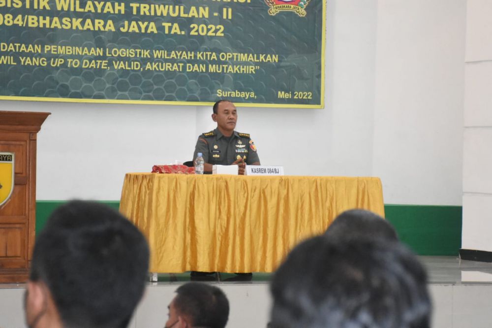 Kasrem 084/BJ Kolonel Inf H. Sugiyono saat memberikan sambutan 