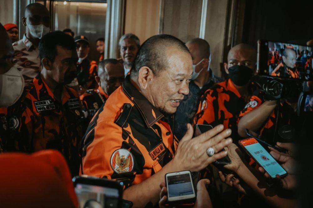 Ketua DPD RI AA LaNyalla Mahmud Mattalitti saat acara Muswil ke-8 di Surabaya