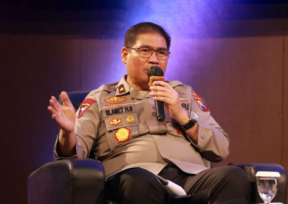 Wakapolda Jatim Brigjen Pol Slamet HS saat memberikan sambutan