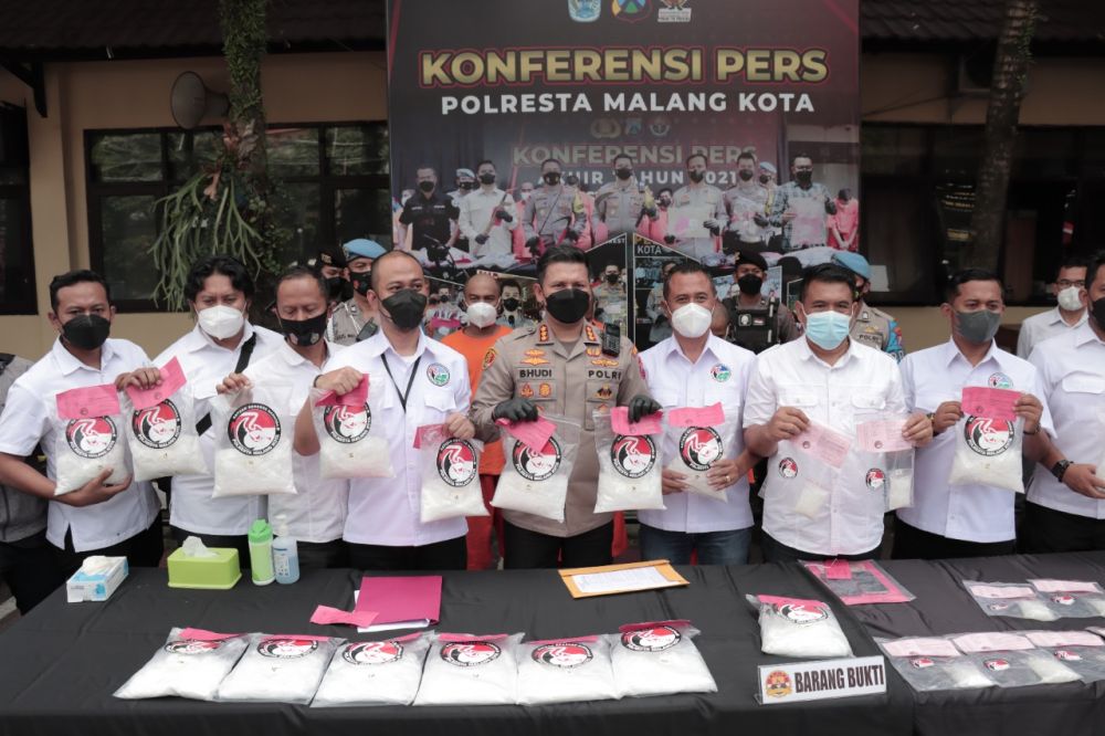Polresta Malang Kota Catat Prestasi Amankan Pengedar Sabu 21 Kg