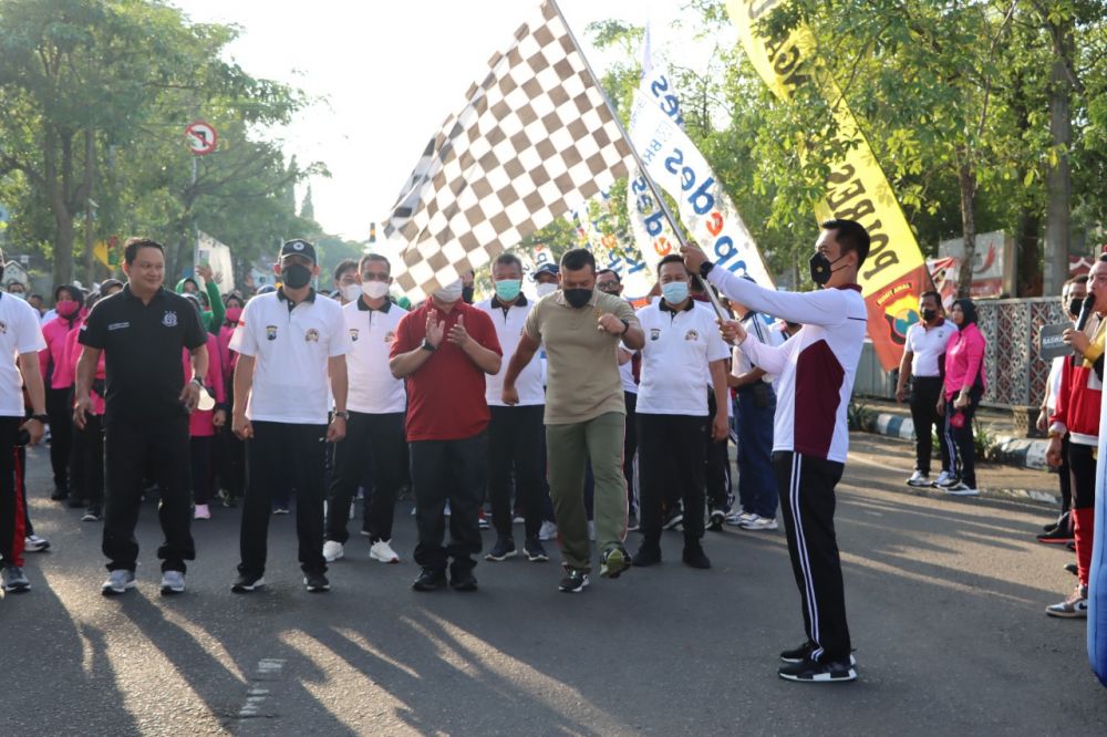 HUT Bhayangkara ke-76, Polres Tulungagung Gelar Olahraga Bersama TNI-Polri