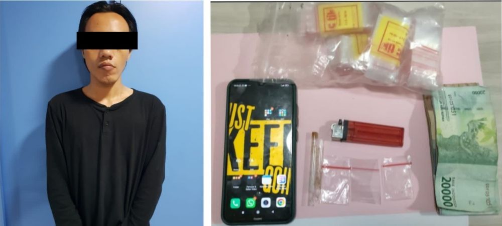 Tersangka diamankan Polres Pelabuhan Tanjung Perak Surabaya beserta barang buktinya