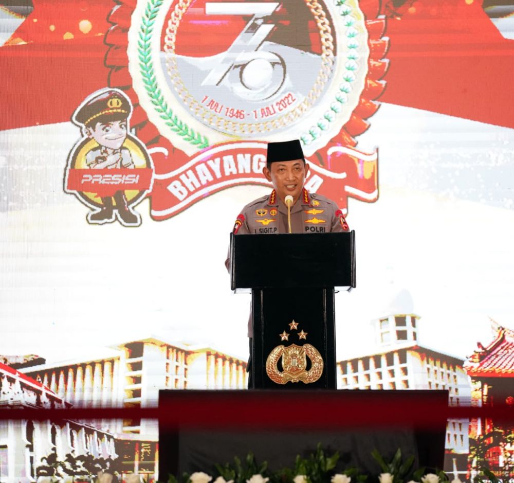 Kapolri Jenderal Listyo Sigit Prabowo saat memberikan sambutan 