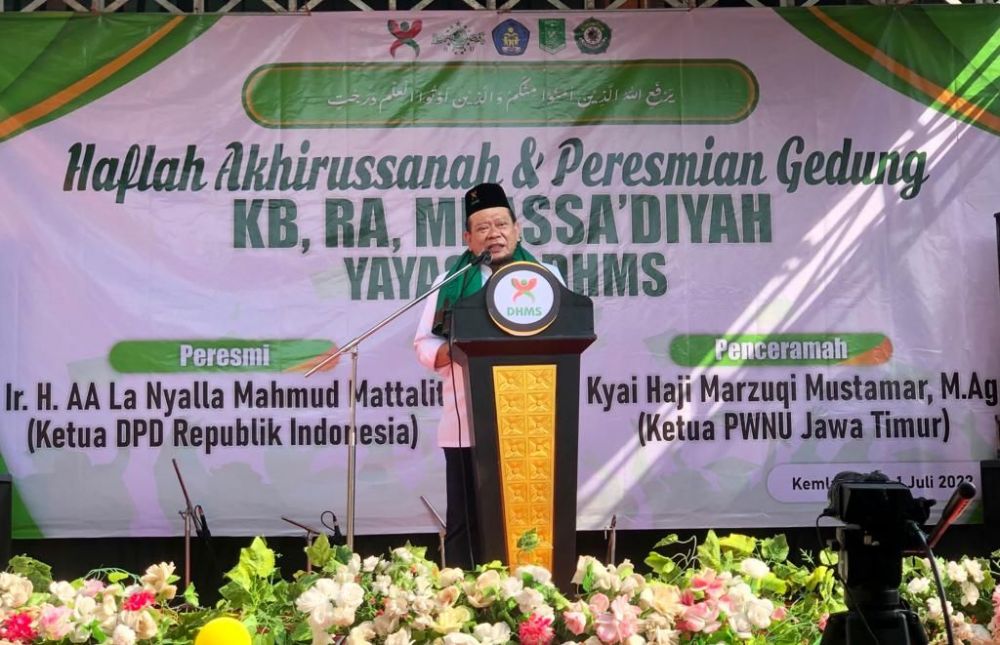 Ketua DPD RI AA LaNyalla Mahmud Mattalitti hadiri haflah akhirussanah dan peresmian gedung yayasan DHMS Lamongan
