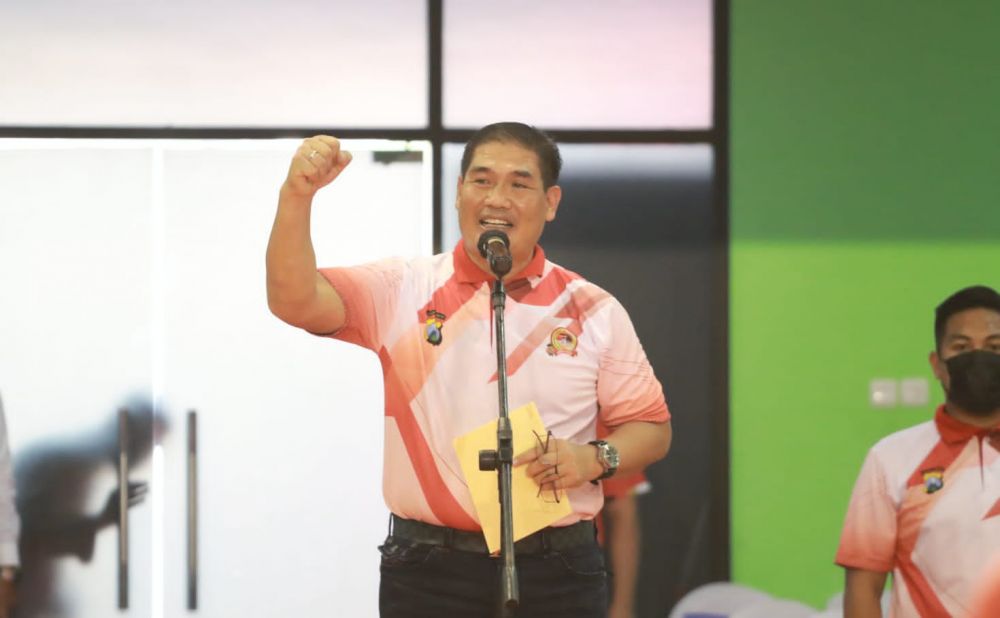 Wakapolda Jatim Brigjen Pol Slamet Hadi Supraptoyo saat memberikan sambutan