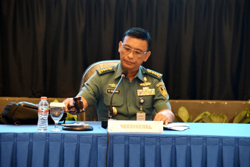 Sekdiskual Kolonel Laut (S) Ida Bagus Rahyudadiputra saat memberikan sambutan