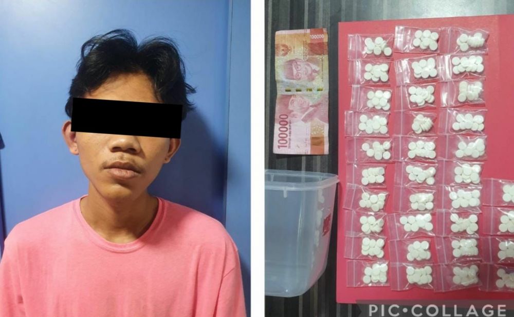 Satresnarkoba Polres Tanjung Perak Surabaya amankan tersangka beserta barang buktinya