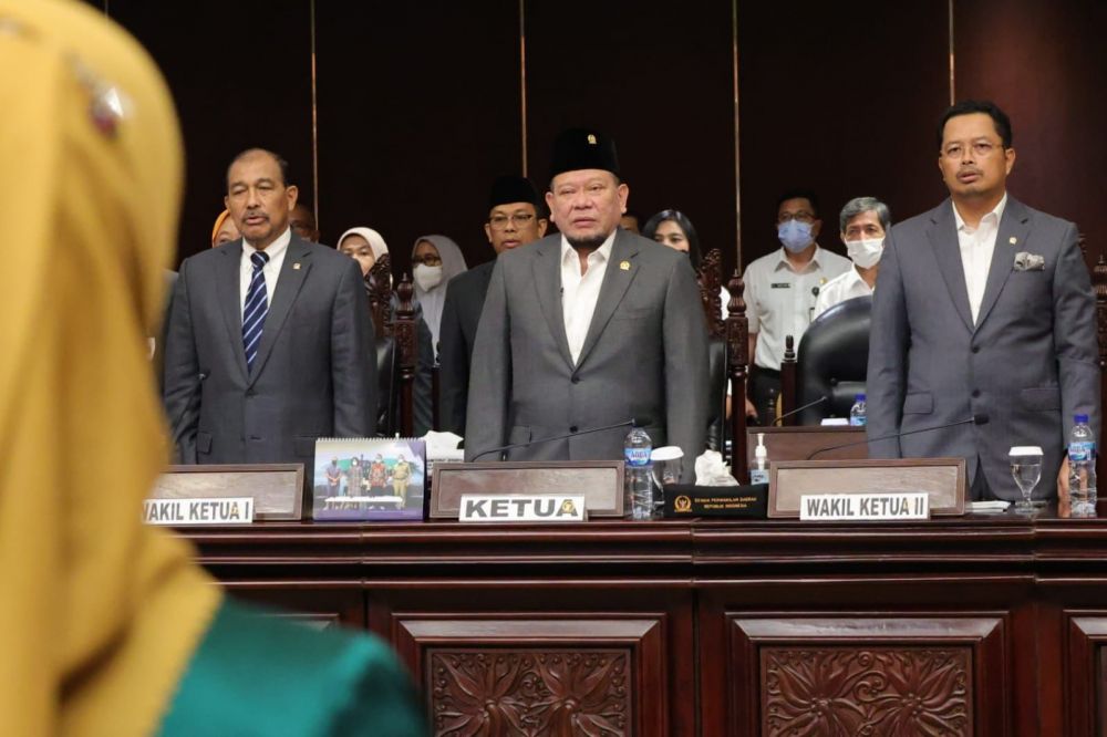 Ketua DPD RI AA LaNyalla Mahmud Mattalitti saat sidang Paripurna