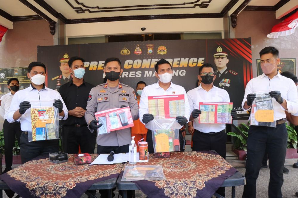 Polres Malang amankan tersangka beserta barang buktinya