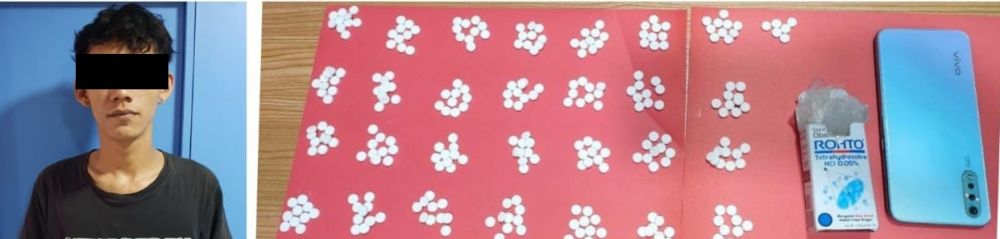 Tersangka diamankan Polres Pelabuhan Tanjung Perak Surabaya beserta barang buktinya