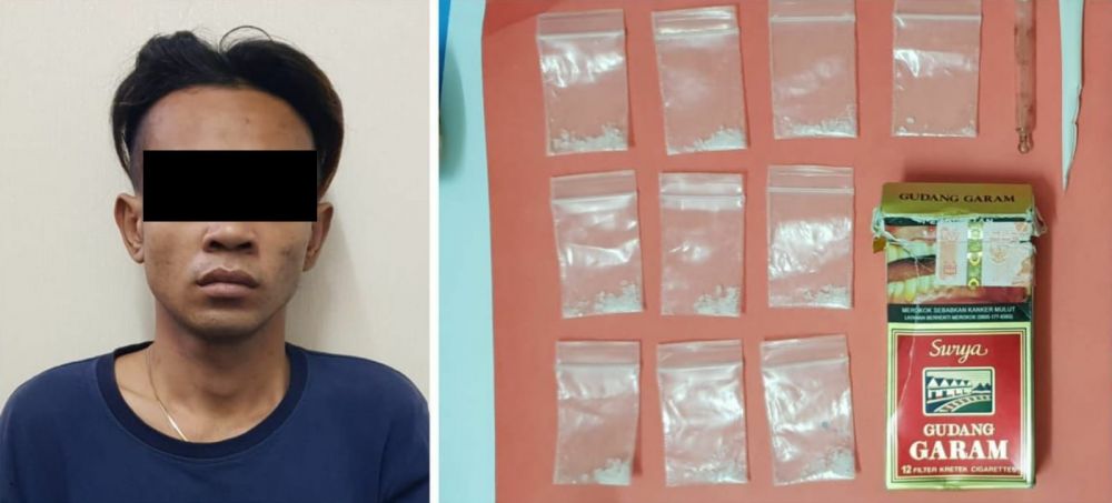 Tersangka diamankan Polres Pelabuhan Tanjung Perak Surabaya beserta barang buktinya