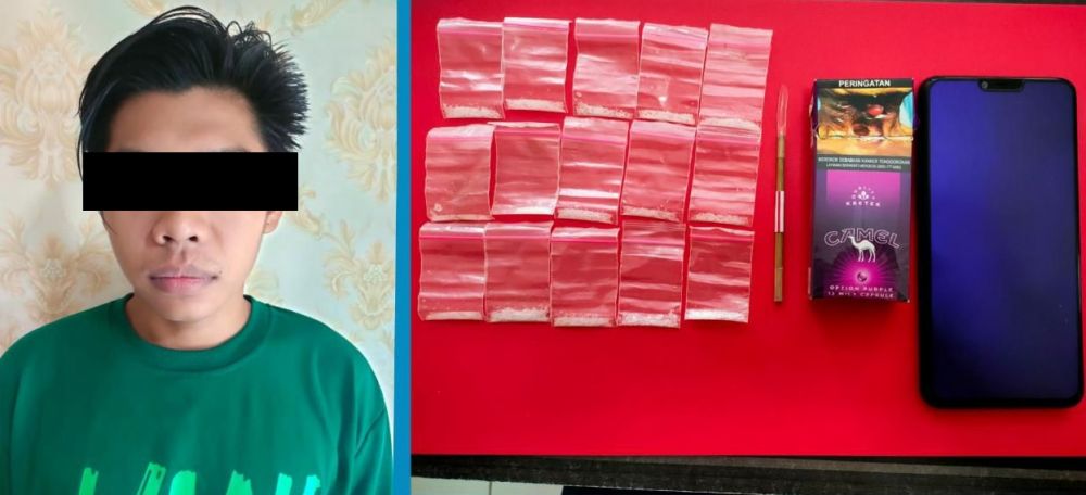 Tersangka diamankan Polres Pelabuhan Tanjung Perak Surabaya beserta barang buktinya