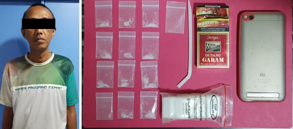 Tersangka diamankan Polres Pelabuhan Tanjung Perak Surabaya beserta barang buktinya