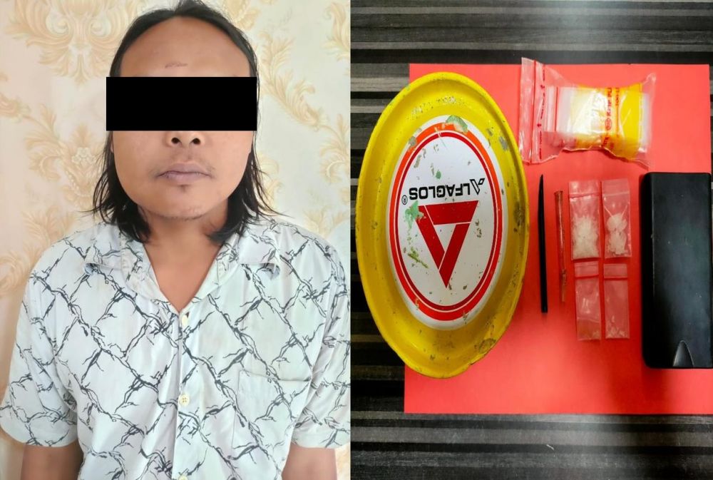 Tersangka diamankan Polres Pelabuhan Tanjung Perak Surabaya beserta barang buktinya