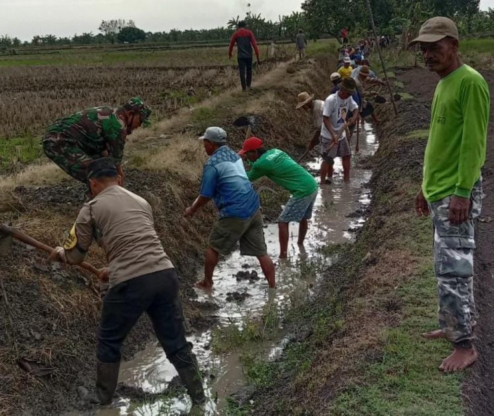 Bhabinkamtibmas Polres Lamongan lakukan bersih-bersih bersama warga