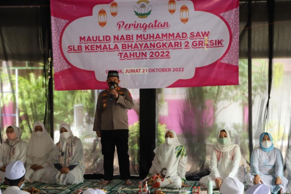 Kapolres Gresik AKBP Mochamad Nur Aziz saat memberikan sambutan