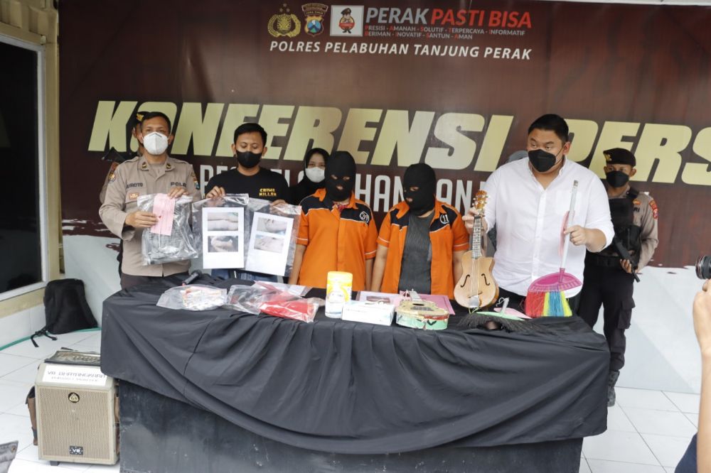 Polres Pelabuhan Tanjung Perak amankan tersangka beserta rekannya
