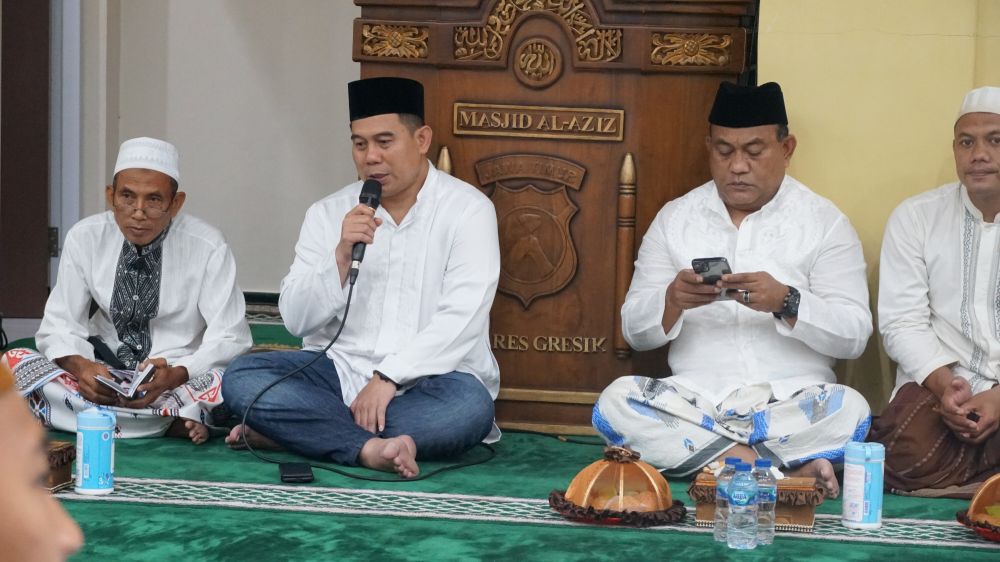 Kapolres Gresik AKBP Mochamad Nur Aziz saat memberikan sambutan