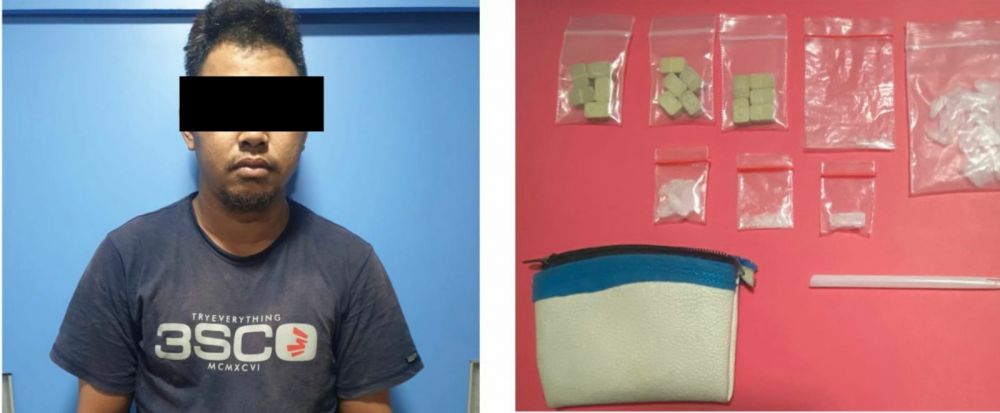 Tersangka diamankan Polres Pelabuhan Tanjung Perak Surabaya beserta barang buktinya