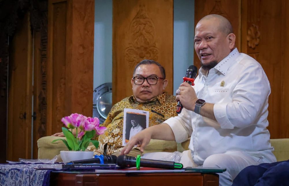 Ketua DPD RI AA LaNyalla Mahmud Mattalitti saat isi kuliah umum wawasan kebangsaan