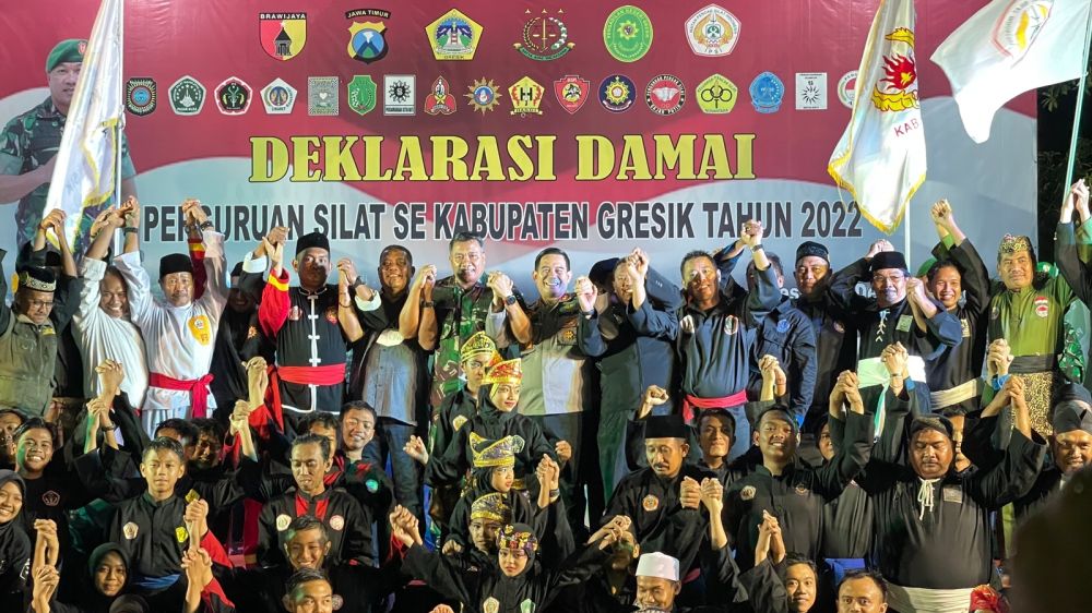 Kapolres Gresik AKBP Mochamad Nur Aziz saat hadiri acara Deklarasi Damai Perguruan Silat