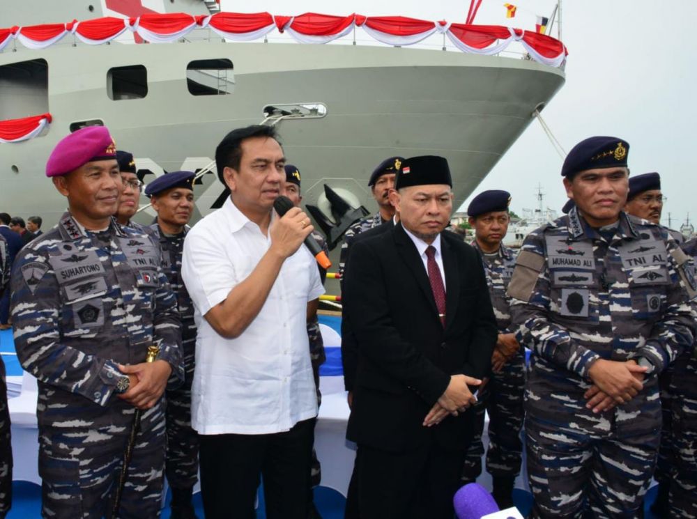 Dankodiklatal Letjen TNI Marinir Suhartono saat hadiri peresmian KRI dr. Radjiman Wedyodiningrat-992 di PT PAL Surabaya