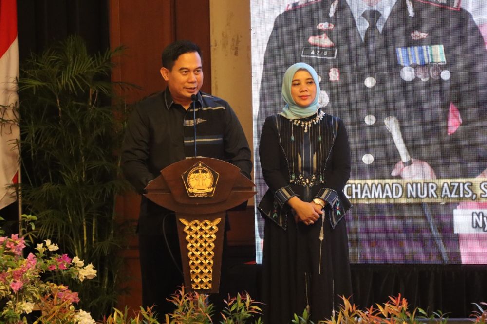 AKBP Mochamad Nur Aziz saat memberikan sambutan pisah sambut