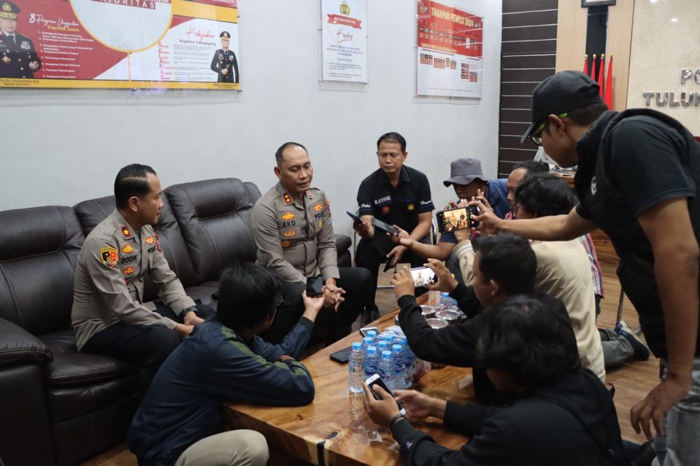 Kapolres Tulungagung AKBP Eko Hartanto saat memberikan keterangan