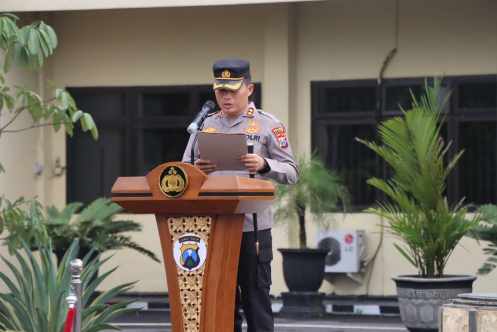 Kapolres Nganjuk AKBP Muhammad saat pimpin sertijab Kabagops