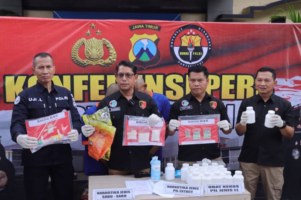 Polres Kediri amankan tersangka pengedar Narkoba beserta barang buktinya