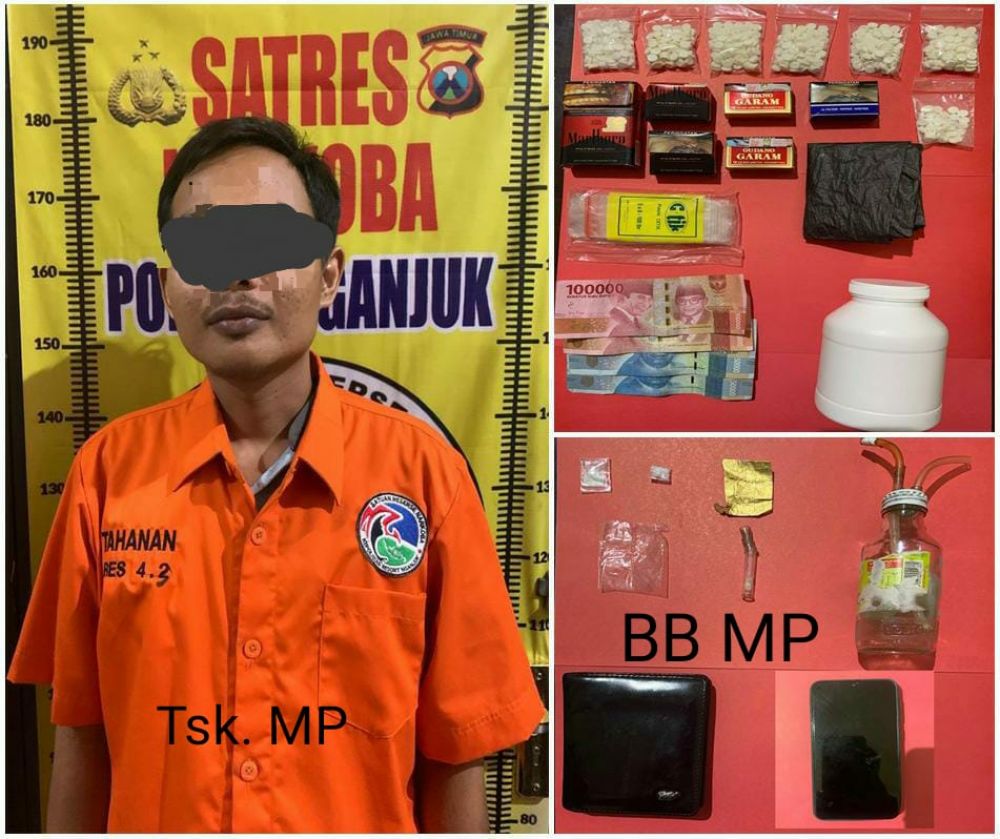 Satresnarkoba Polres Nganjuk Tangkap Kuli Edarkan Pil Koplo dan Sabu