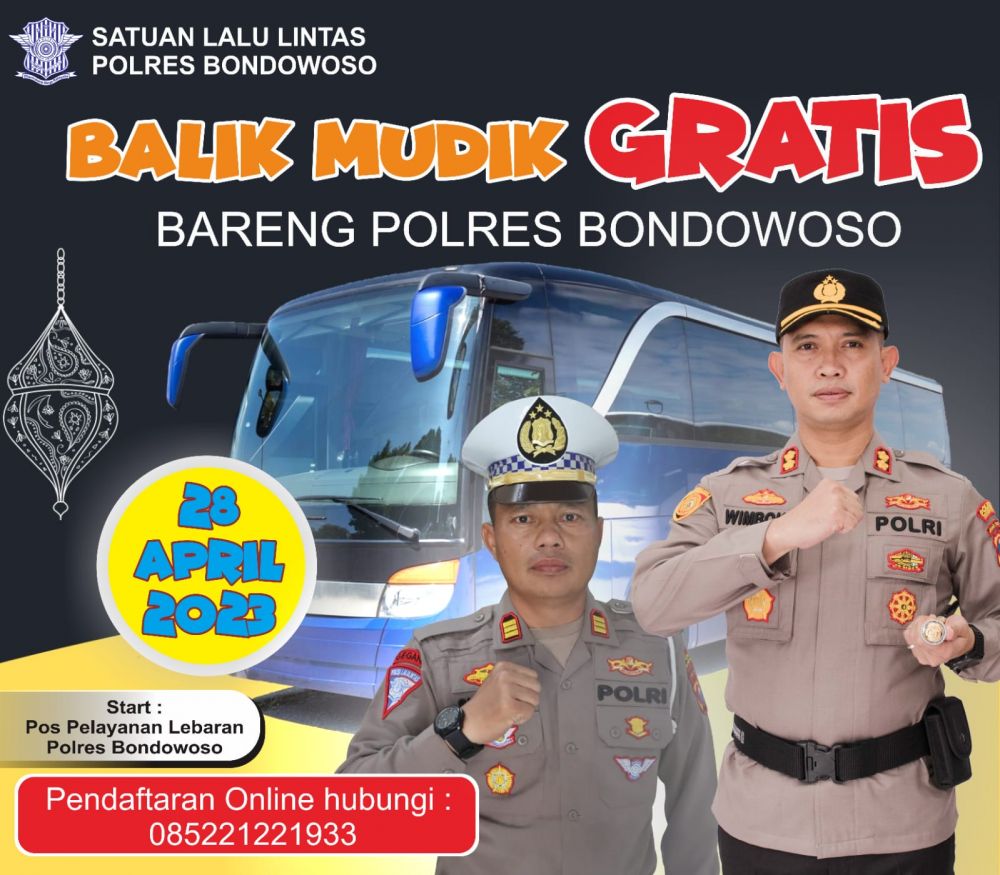 Polres Bondowoso layani balik mudik lebaran gratis