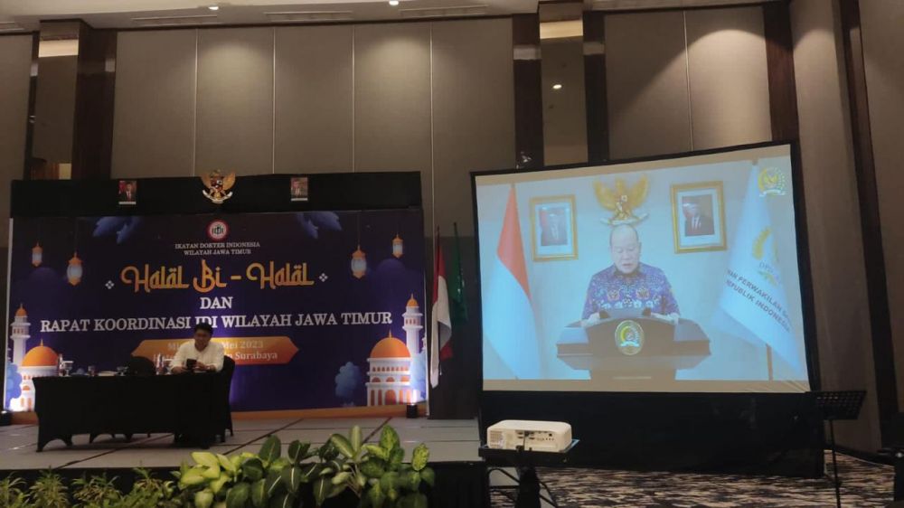 Ketua DPD RI AA LaNyalla Mahmud Mattalitti dalam acara halal bihalal dan rakor IDI