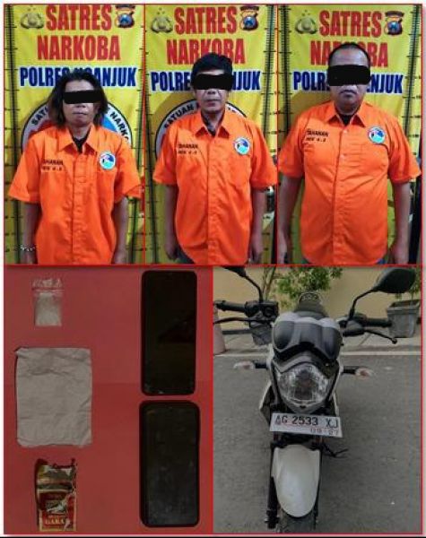 Satresnarkoba Polres Nganjuk ringkus 3 tersangka Narkoba beserta barang buktinya