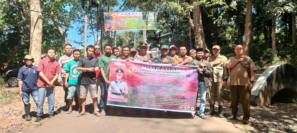 Sinergitas Polsek Grujugan dan Koramil Sosialisasi Karhutla