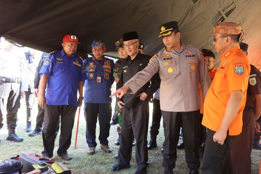 Kapolres Bondowoso AKBP Bimo Ariyanto saat tinjau kesiapsiagaan hadapi bencana alam