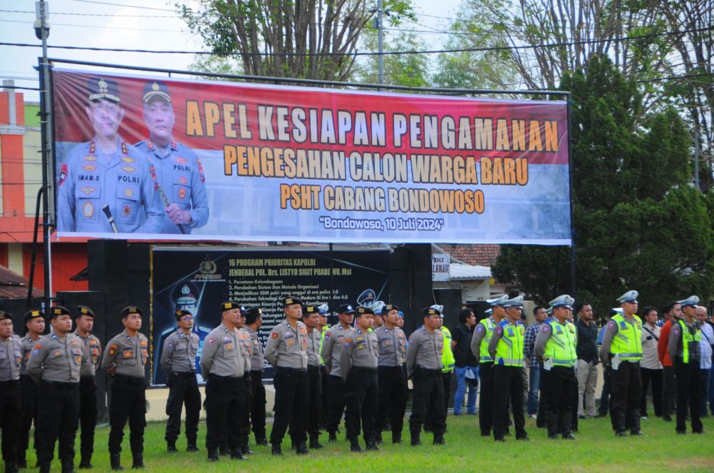 Polres Bondowoso Gelar Apel Kesiapan Pengamanan Pengesahan PSHT
