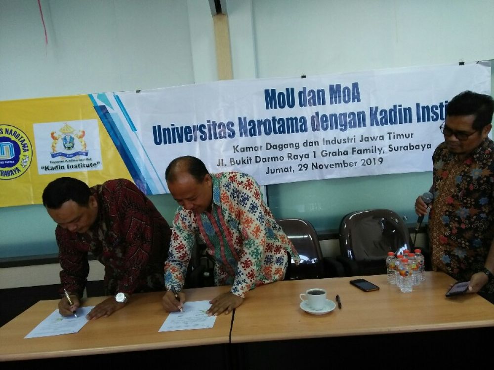 Penandatanganan Mou dan MoA antara Kadin Institute dengan Universitas Narotama Surabaya