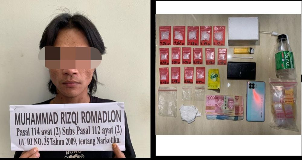 Tersangka diamankan Polisi beserta barang buktinya