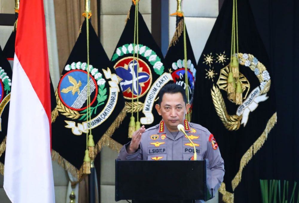 Kapolri Jenderal Listyo Sigit Prabowo saat memberikan sambutan 
