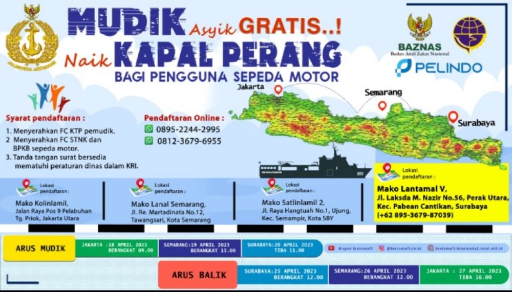 Mudik gratis gunakan kapal perang
